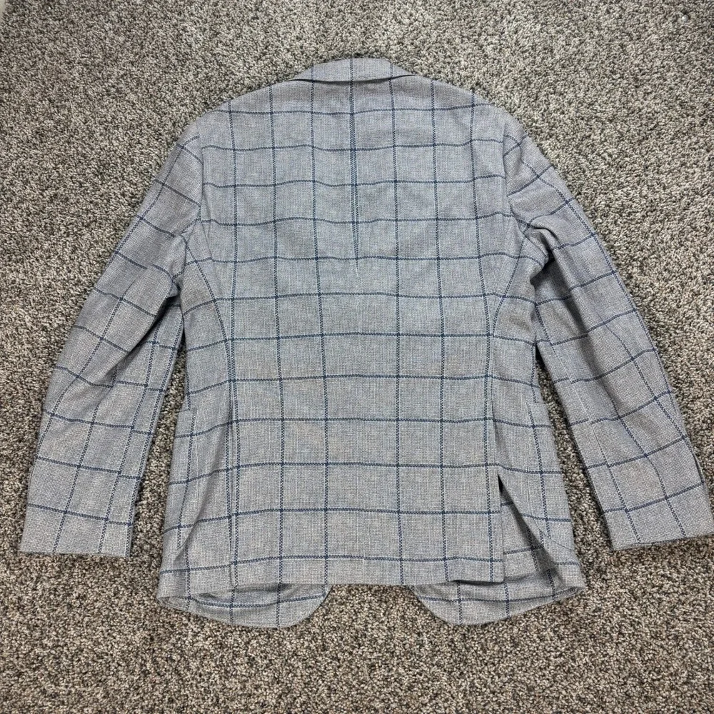 Johnnie-O Ascot Shop La Jolla Men's 42R Blazer Sport Coat Grey Blue Windowpane